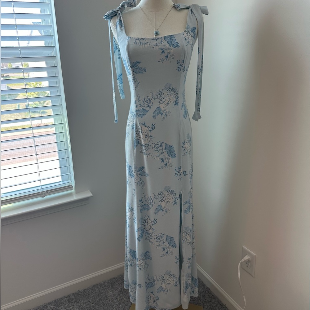 Awaylee Blue Tie Shoulder Dress